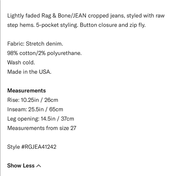 NEW • Rag & Bone • Ryan Stovepipe 10” Jeans Blue - Picture 4 of 8